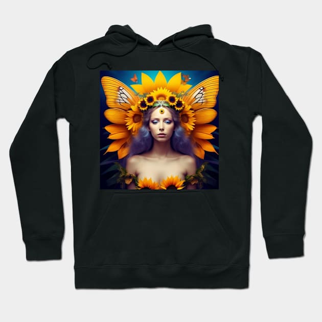 Sunflower Butterfly Goddess Hoodie by karissabest